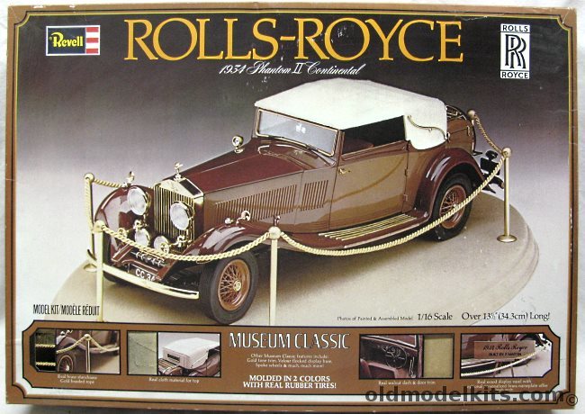 Revell 1/16 1934 Rolls Royce Phantom II Continental Museum Classic Issue - with Brass Stanchions / Real Cloth Top / Real Wooden Trim, H1288 plastic model kit